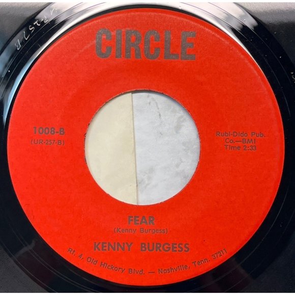 Kenny Burgess Soldier Peace / Fear 45 Country Circle 1008 VG+/NM - Picture 2 of 4